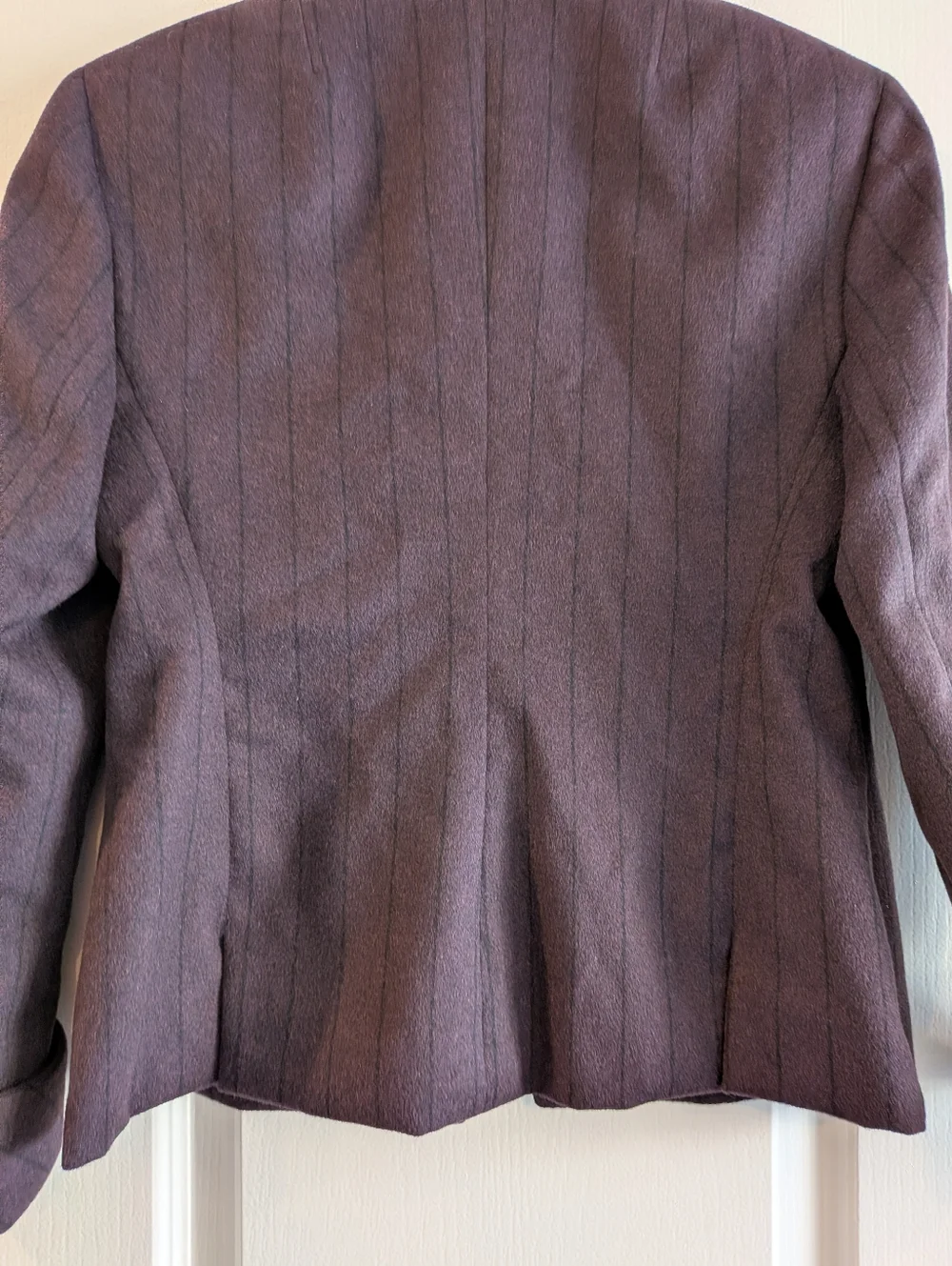Akris Angora Wool Blazer Striped Purple Black Size 6 Luxury Old Money Classic